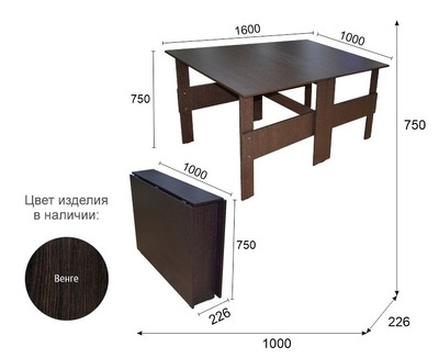 СТОЛ-КНИГА СТАНДАРТ размеры
