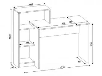 Стол компьютерный Квартет - 2, Белый размеры
