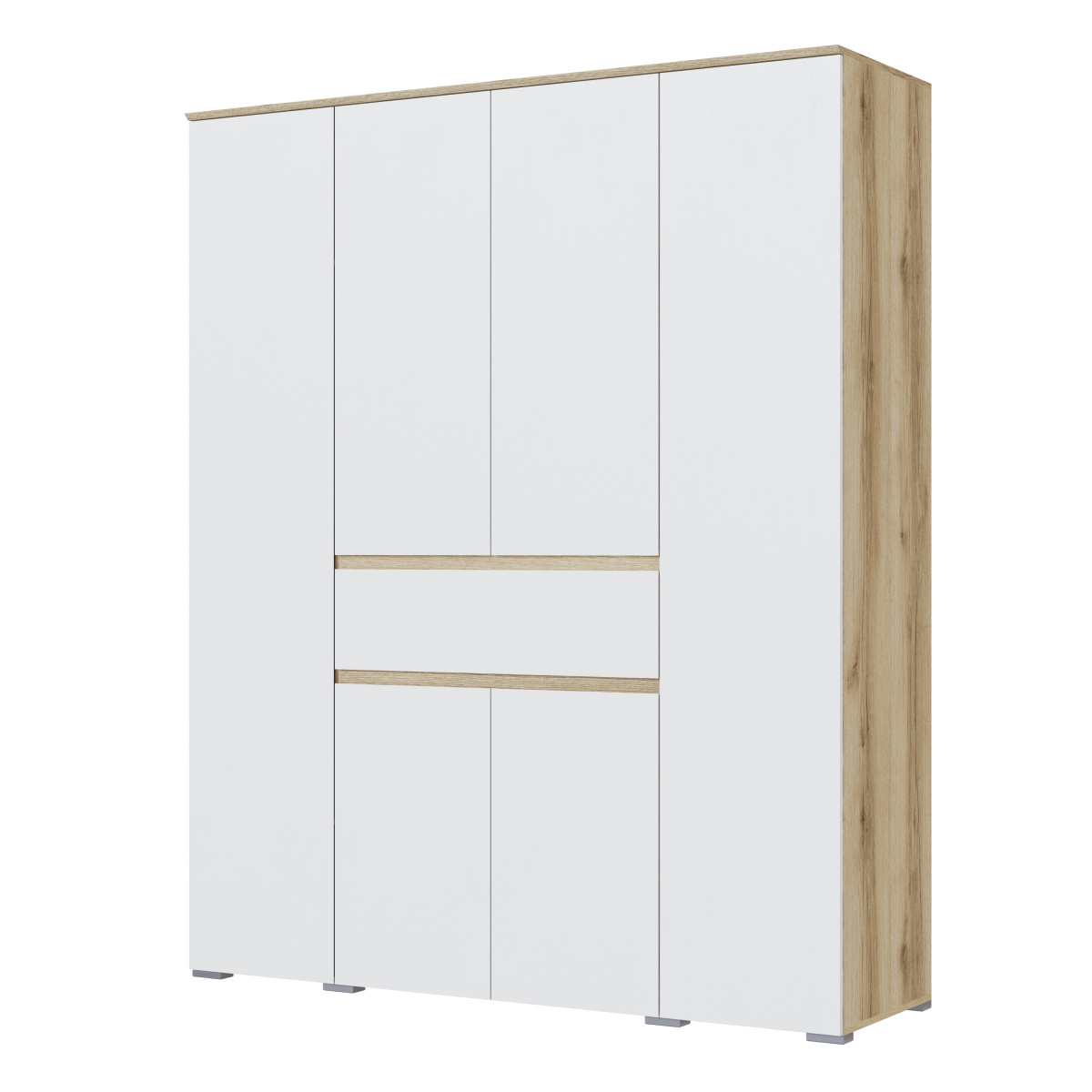плейона шкаф 4х створчатый дуб делано+белый